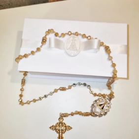 Terço Cristal Nossa Senhora Aparecida personalizado