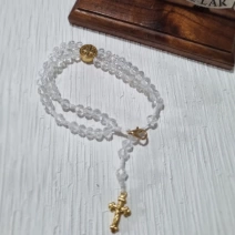 Pulseira terço cristal e dourada