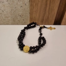 Pulseira terço preta e dourada São Bento