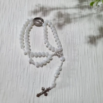 Pulseira terço branca e prata Nossa Senhora Aparecida