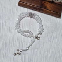 Pulseira terço cristal e prata São Bento