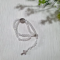 Pulseira terço cristal e prata Nossa Senhora Aparecida