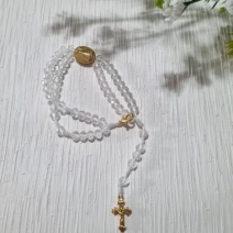 Pulseira terço cristal e dourada Nossa Senhora Aparecida