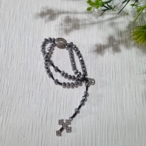 Pulseira terço prateada Nossa Senhora Aparecida