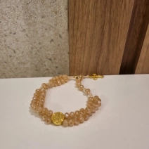 Pulseira terço salmão e dourada São Bento