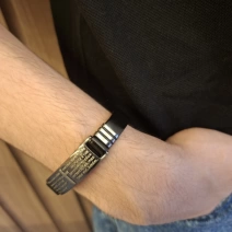 Pulseira de couro masculina Pai Nosso