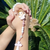 Terço Infantil Católico Anjinho Rosa