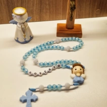 Terço infantil com nome azul