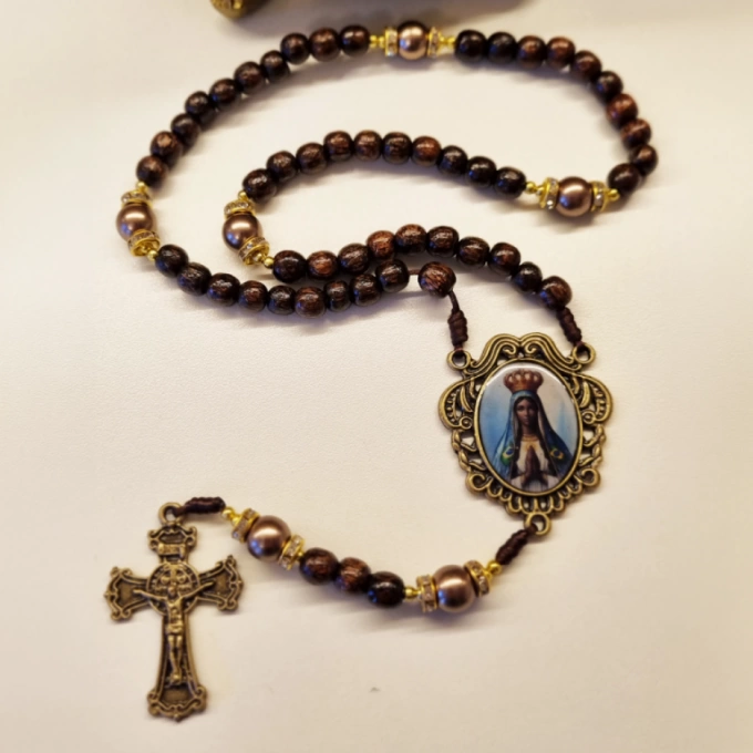 Terço Nossa Senhora Aparecida madeira