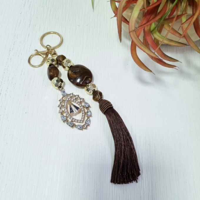 Chaveiro Religioso Nossa Senhora Aparecida Marrom