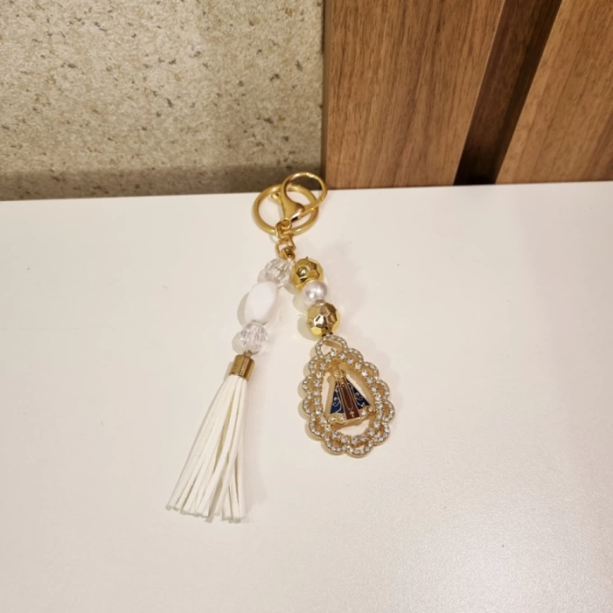 Chaveiro Religioso Nossa Senhora Aparecida Branco