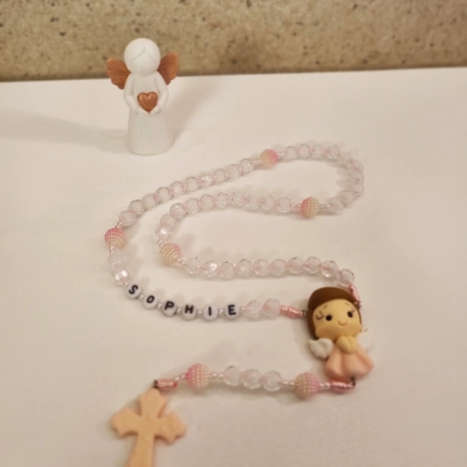 Terço Infantil Católico Anjinho Rosa